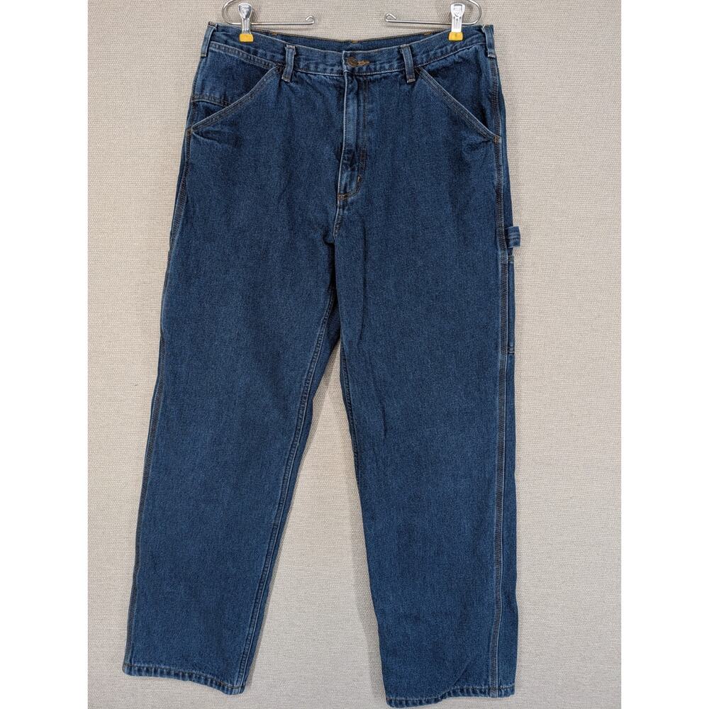 VTG Guide Gear Jeans Mens 34x32 Blue Denim Flannel Lined Hammer Cargo